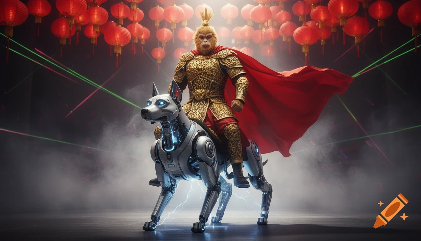 Humanoid robot and human worker collaboration in futuristic city